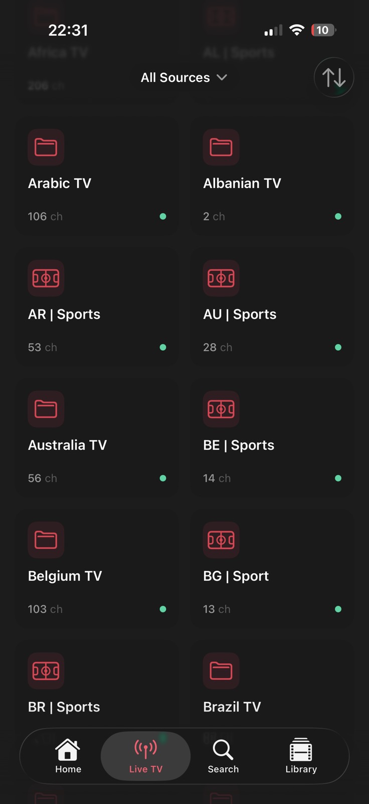 Live TV channel browser